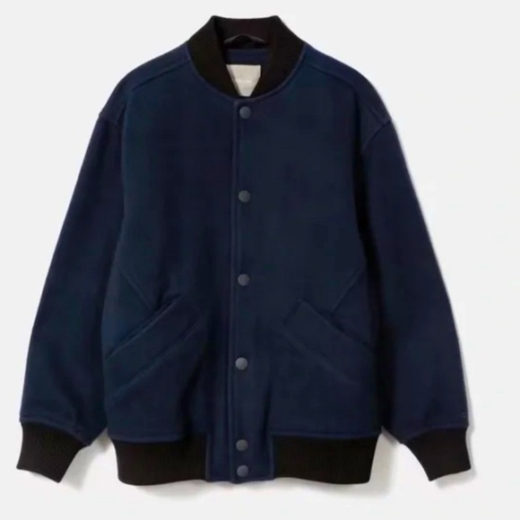 Everlane medium wool black and navy bomber jacket - Picture 3 of 4